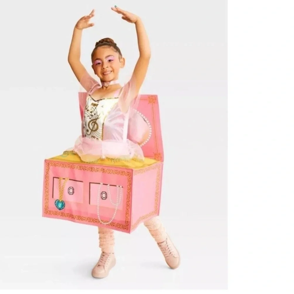 Music Box Ballerina w/ Sound Halloween Costume 10/12 Step In Dress & Choker Girl